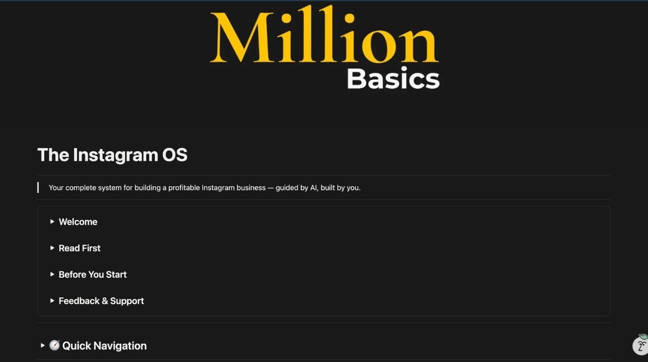 One workspace. Your entire Instagram business — from niche to launch — built and stored in one place.